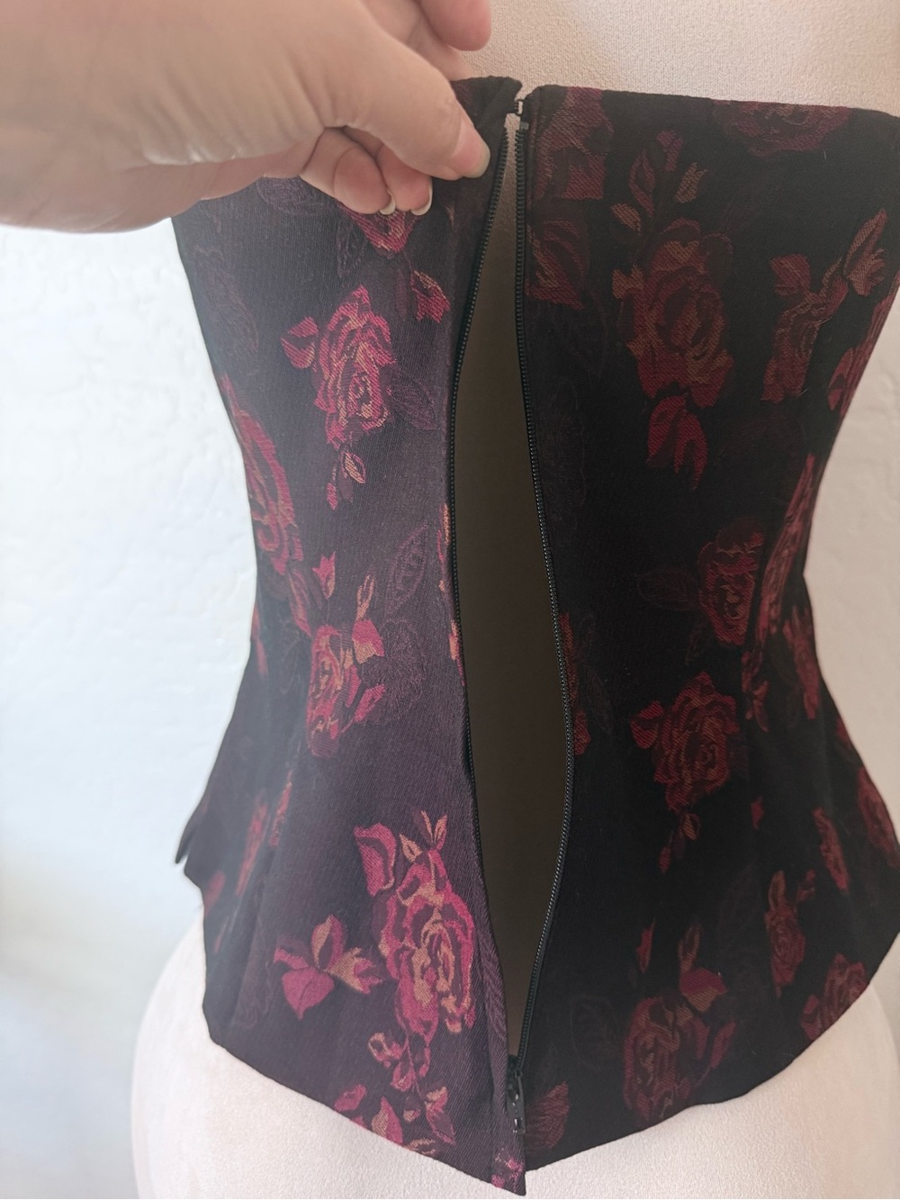WHBM Strapless Floral Jacquard Bustier Corset Top Size 12 - Picture 4 of 5